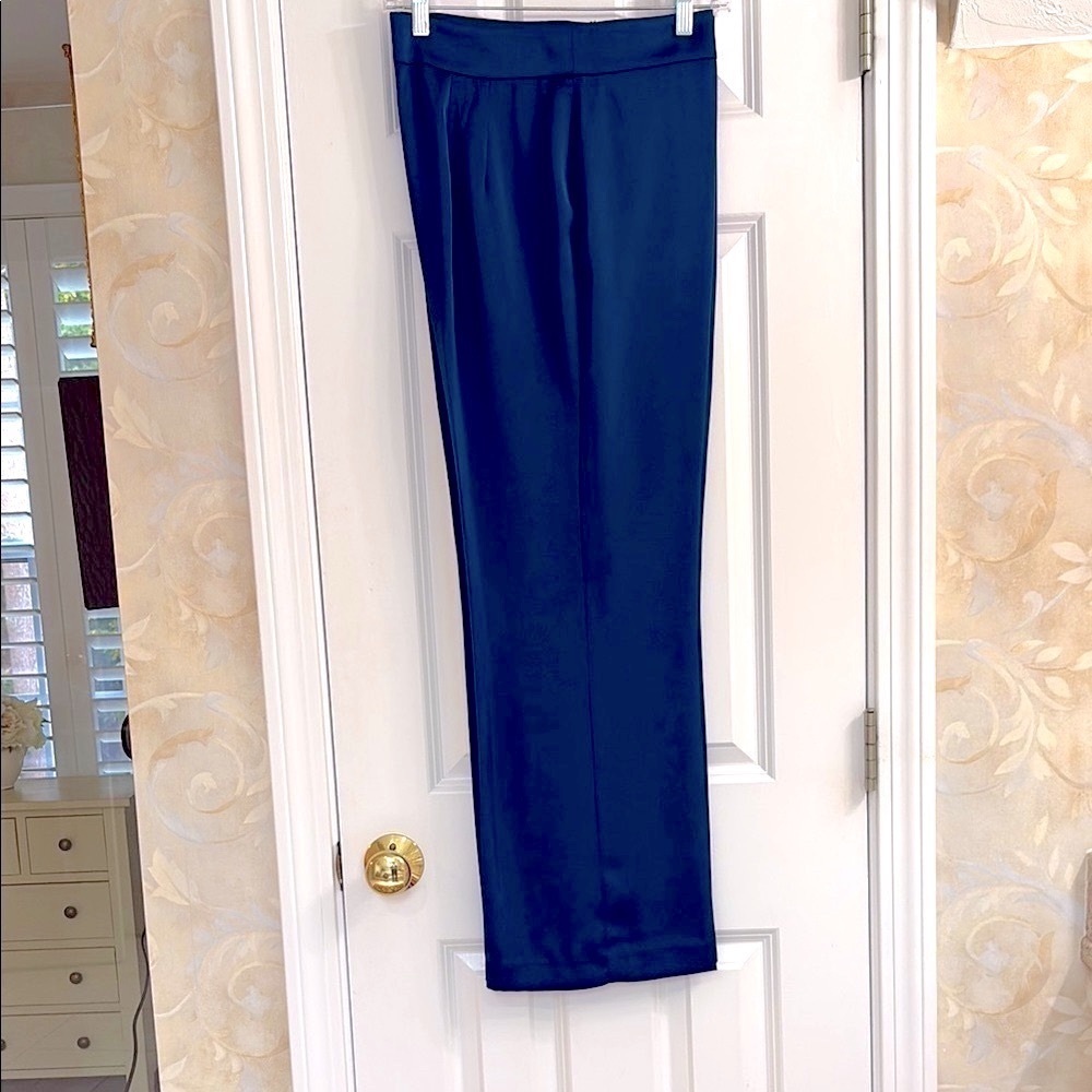 Ann Taylor Flowy Dress Pants in Dark Navy Teal with Side Zip. NWT